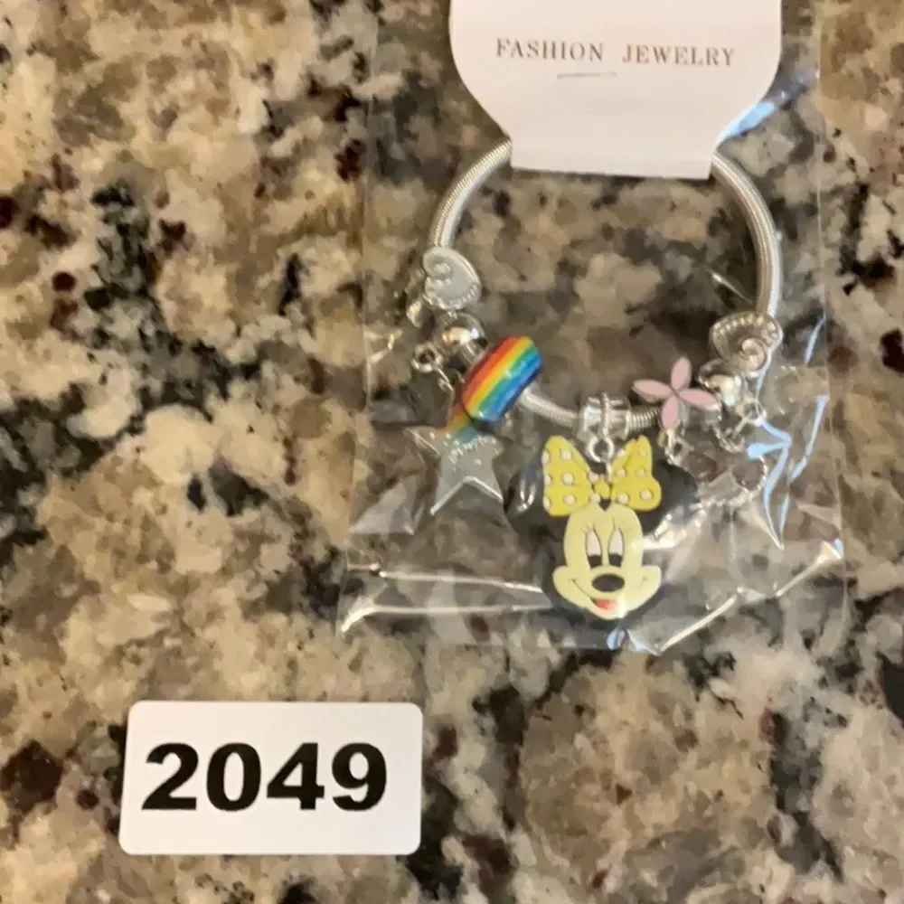 2049 Mini Mouse Gold Or‎ Silver Kids Stretchy Charm Bracelet